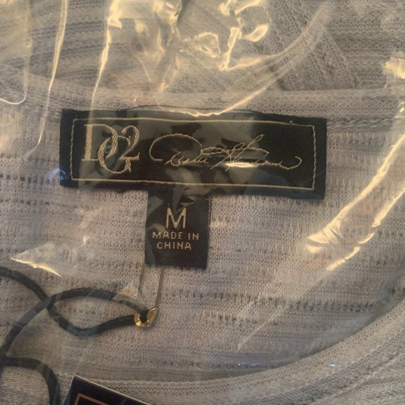 NWT DG2 BY DIANE GILMAN ASYMMETRIC STRIPED TOP HEATHER GRAY MEDIUM - Picture 11 of 13